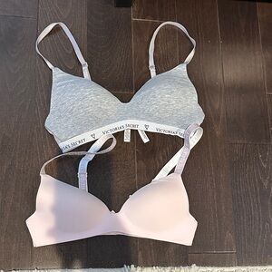 Victoria's Secret Soft Gray and Blush Pink Bras